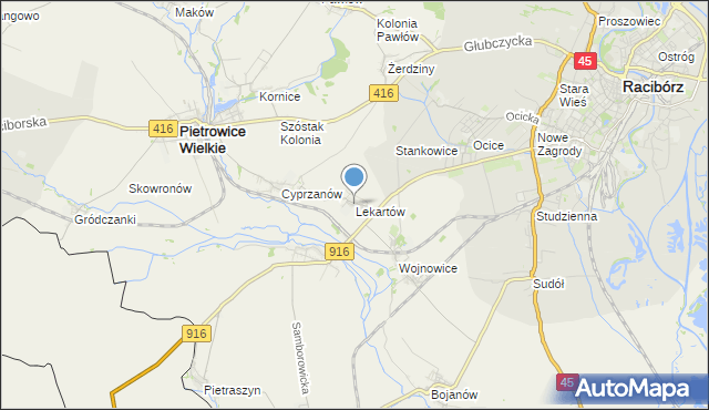 mapa Lekartów, Lekartów na mapie Targeo